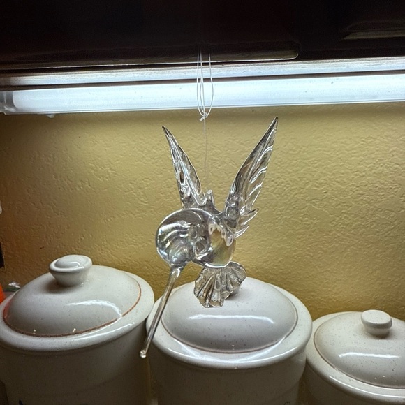 Vintage Blown Glass Hummingbird Figurines Clear Pink Gold Set of 5 - Picture 6 of 16